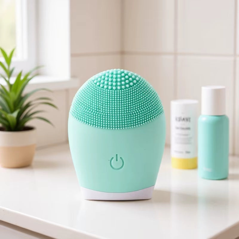 Custom Logo Deep Pore Cleanser Battery Use Electric Facial Cleansing Brush Handheld Massage ABS Stainless Steel Waterproof Body