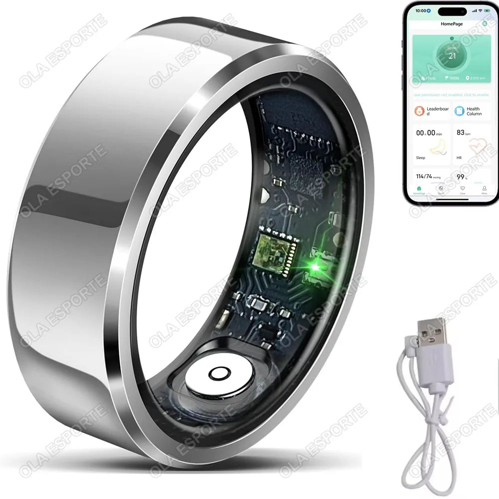 2026 New Smart Ring Heart Rate Blood Pressure Sleep Monitoring Motion Tracking IP68 Waterproof Men Women Smart Ring Holiday Gift