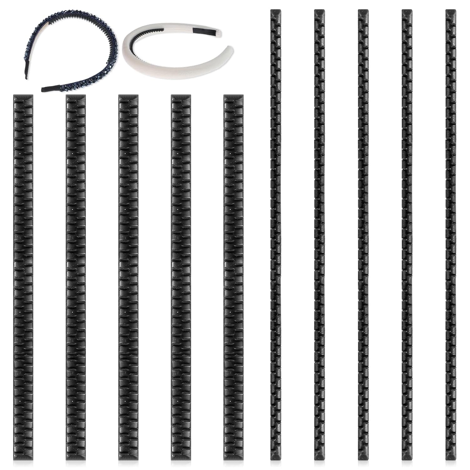10 Pcs Silicone Headbands Head Scarf Gripper Grips with Self-Adhesive Hairbands Temple Tape Headband Strips Hair Bands Teethes Silicone Wig Grip Hair Hoop for Women DIY Black