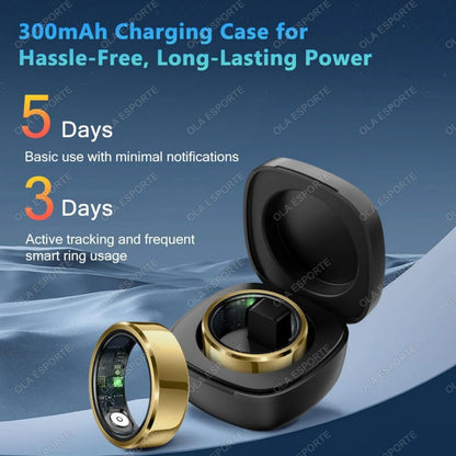 2026 New Smart Ring Heart Rate Blood Pressure Sleep Monitoring Motion Tracking IP68 Waterproof Men Women Smart Ring Holiday Gift