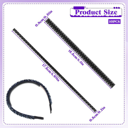 10 Pcs Silicone Headbands Head Scarf Gripper Grips with Self-Adhesive Hairbands Temple Tape Headband Strips Hair Bands Teethes Silicone Wig Grip Hair Hoop for Women DIY Black