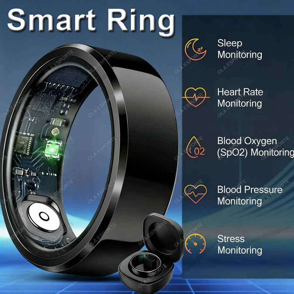 2026 New Smart Ring Heart Rate Blood Pressure Sleep Monitoring Motion Tracking IP68 Waterproof Men Women Smart Ring Holiday Gift