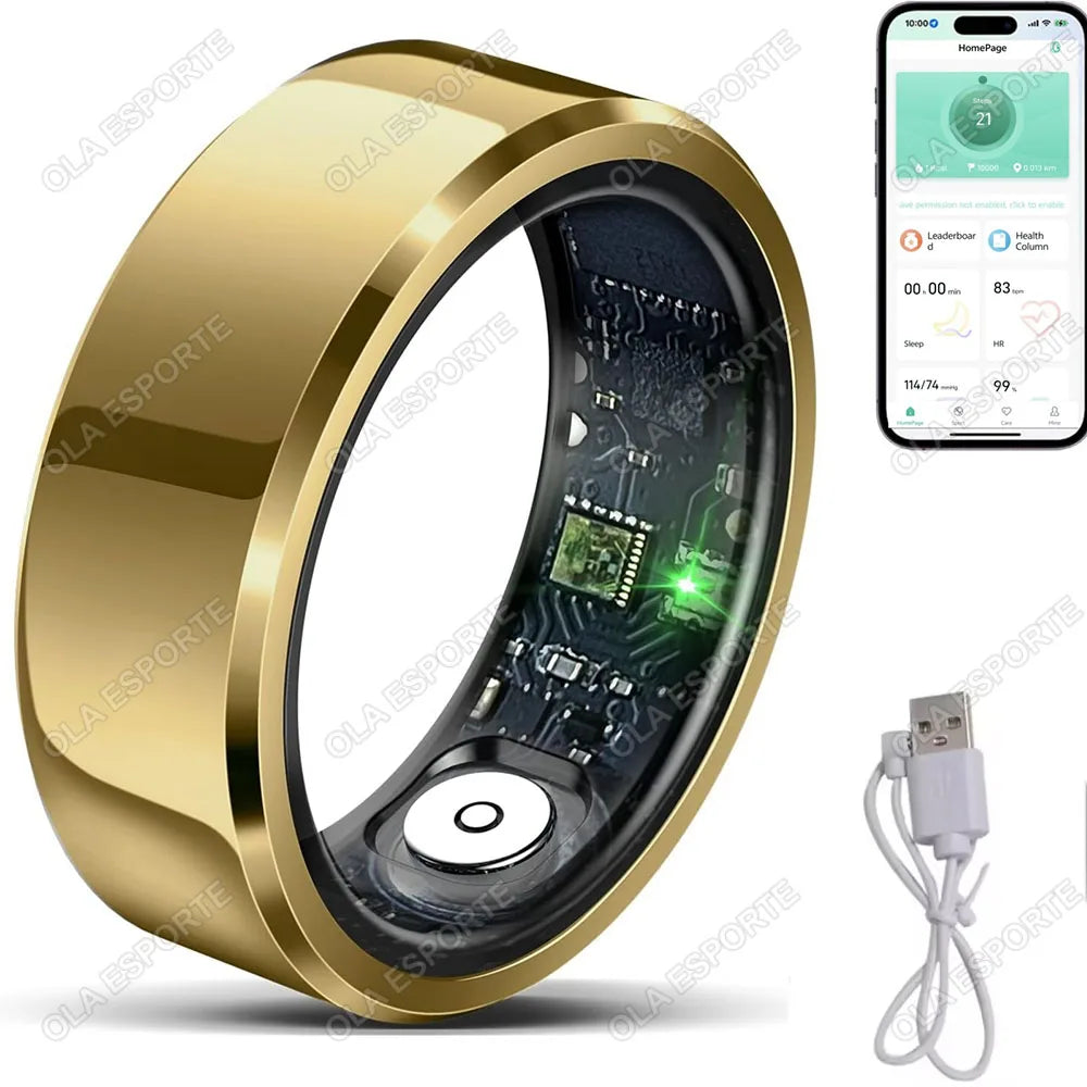 2026 New Smart Ring Heart Rate Blood Pressure Sleep Monitoring Motion Tracking IP68 Waterproof Men Women Smart Ring Holiday Gift