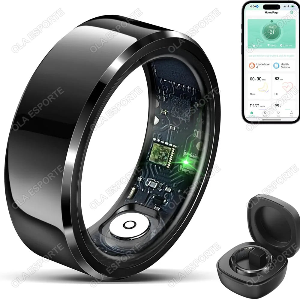 2026 New Smart Ring Heart Rate Blood Pressure Sleep Monitoring Motion Tracking IP68 Waterproof Men Women Smart Ring Holiday Gift