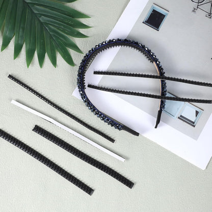 10 Pcs Silicone Headbands Head Scarf Gripper Grips with Self-Adhesive Hairbands Temple Tape Headband Strips Hair Bands Teethes Silicone Wig Grip Hair Hoop for Women DIY Black