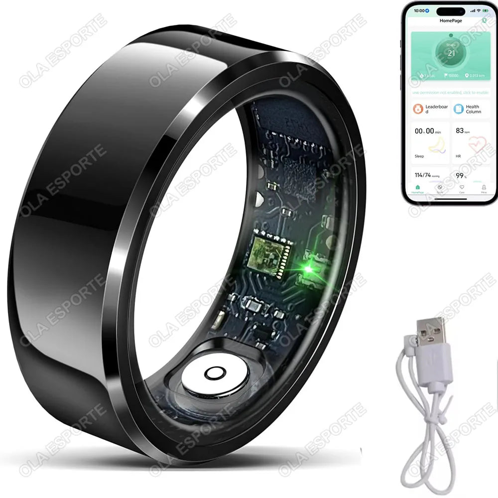 2026 New Smart Ring Heart Rate Blood Pressure Sleep Monitoring Motion Tracking IP68 Waterproof Men Women Smart Ring Holiday Gift