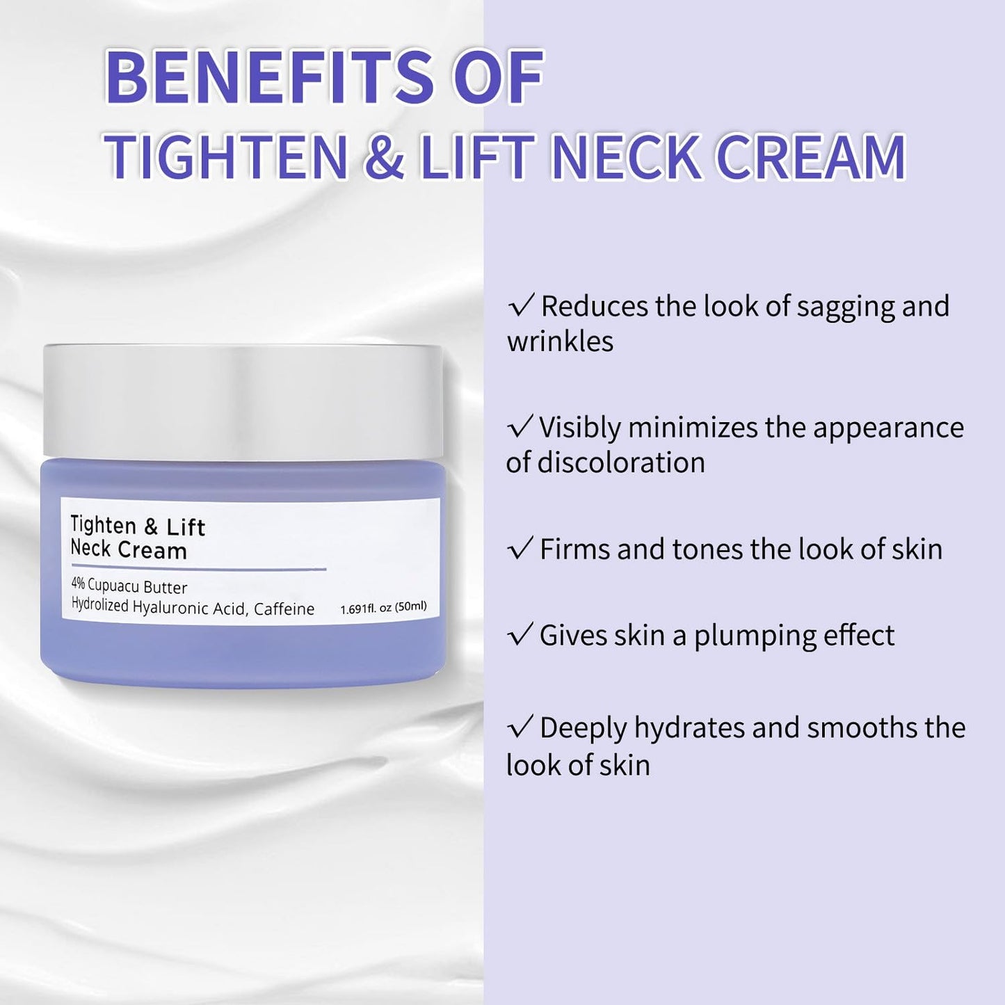 Tighten and Lift Neck Firming Cream, Neck Creams for Tightening & Lifting Sagging Skin & Hydrating, Help Reduce Fine Lines & Wrinkles