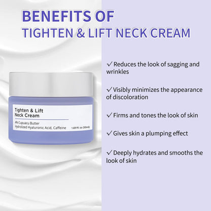 Tighten and Lift Neck Firming Cream, Neck Creams for Tightening & Lifting Sagging Skin & Hydrating, Help Reduce Fine Lines & Wrinkles
